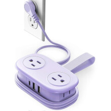 (Purple) Travel Power Strip, 4 Outlets 3 USB Ports (1 USB C) with 4FT Wrapped Short Extension Cord Power Strip for Hotel Travel Essentials