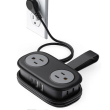 (black) Travel Power Strip, 4 Outlets 3 USB Ports (1 USB C) with 4FT Wrapped Short Extension Cord Power Strip for Hotel Travel Essentials
