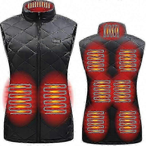 (S, Black) Heated Vest for Women, Electrically Heated Vest with Warming Function (9 Heating Zones)