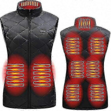(L, Black) Heated Vest for Women, Electrically Heated Vest with Warming Function (9 Heating Zones)