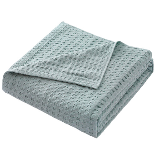 Cooling Cotton Waffles Cooling Sleep Blanket Soft Blanket-Blue