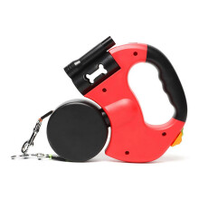 (Red) 360 Degree Tangle-Free Retractable Dog Leash with Flashlight &  Poop Bag Dispenser, Heavy-Duty Reflective Webbing for Walking Running