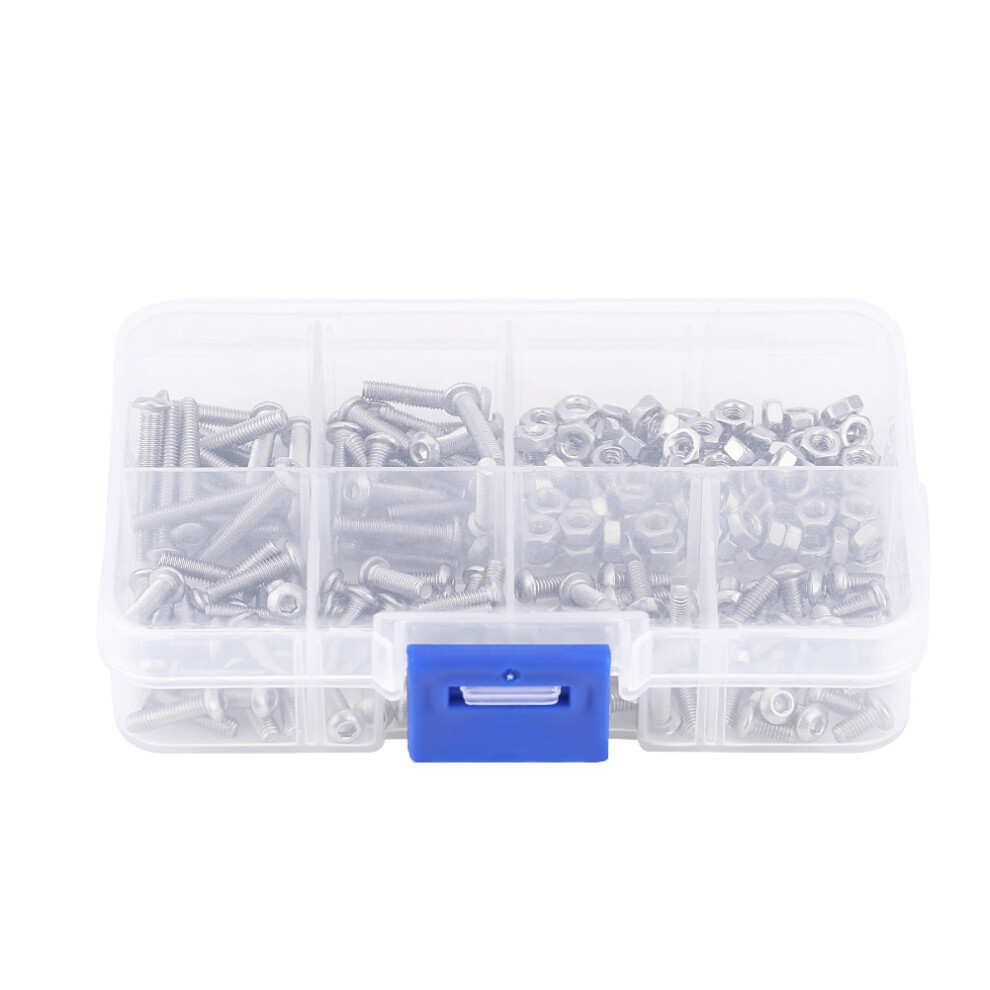 Hex Socket Fastener Kit For M3 Stainless Steel Corrosion Resistant Extension Strength Socket Cap Screws Countersunk With Durable Storage Metric System 9463374042396