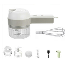 (White) 4-in-1 Multi-Functional Portable Electric Vegetable Cutter Set, Wireless Grinder Chopper for Home Kitchen Garlic, Peppers, Onions, Meat