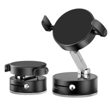 (Black) Strong Magnetic Car Phone Holder Mount Vacuum Suction Cup 360 Degree Rotating Folding Phone Holder Lazy Phone Bracket