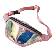 Holographic Transparent Multicolor Belt Bag for Women, Attractive Appearance Waterproof Iridescent Waist Pack with Adjustable Belt Strap for Gym Worko