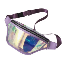 Holographic Transparent Multicolor Belt Bag for Women, Attractive Appearance Waterproof Iridescent Waist Pack with Adjustable Belt Strap for Gym Worko