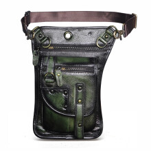 Vintage Style Genuine Leather Waist Bag, Adjustable Shoulder Strap For Multi-Use Bag Canvas Material Waterproof Travel Bag