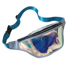 Holographic Transparent Multicolor Belt Bag for Women, Attractive Appearance Waterproof Iridescent Waist Pack with Adjustable Belt Strap for Gym Worko
