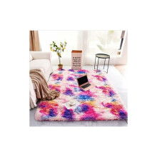 Tappeti morbidi per interni per bambini, tappeto soffice ignifugo con imbottitura in memory foam, tappeto a pelo lungo e morbido con effetto tie-dye