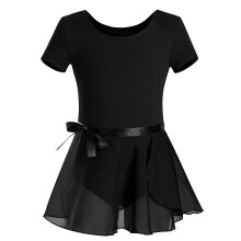 Body da ballo per bambine con gonna tutù, abito da balletto elasticizzato e con maniche a volant per ragazze, gonna in chiffon incorporata, scollo