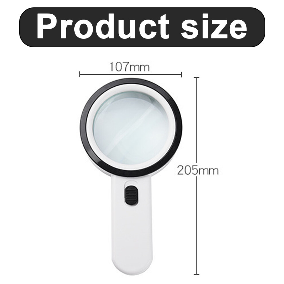 Light Magnifying Glass With For Seniors Reading, High Power Magnification 30X Double Glass Lens Handheld Illuminated Magnifier With 12 Led S,
