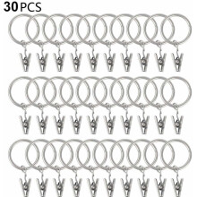 Elegant Drapery Accents, Heavy Duty Design Curtain Hooks Hangers for Smooth Sliding, Strong Tension Clip Clip Rings for Hanging in Silver Finish for