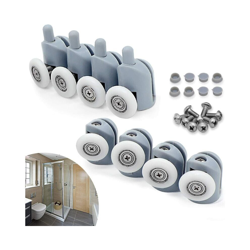 Ultra-Quiet Shower Door Rollers, Smooth Door Opening & Easy Installation For Home Bathroom Diy, Replacement Parts (Ball Bearing Double Roller, 8 9358999428208