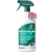 REPELEM 1L Moth Killer Spray - Fast Acting Moth Repellent & Insect Killer, Kills Moths at all Life Stages, Professional Strength Permethrin Spray, La