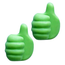 (Green 2pcs) 2pcs Creative Thumb Wall Hook, Multifunction Self-Adhesive Cable Organizer Clips, Cute Thumb Holder for Desk Wall Key