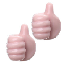 (Pink 2pcs) 2pcs Creative Thumb Wall Hook, Multifunction Self-Adhesive Cable Organizer Clips, Cute Thumb Holder for Desk Wall Key