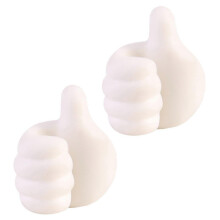 (White 2pcs) 2pcs Creative Thumb Wall Hook, Multifunction Self-Adhesive Cable Organizer Clips, Cute Thumb Holder for Desk Wall Key