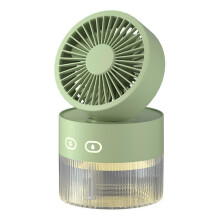 (Plug In, Green) LED Humidifier Cooling Fan, Small Desktop Air Cooler Personal Humidifier Fan for Office Bedroom