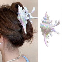(Pearl Color) Bohemian Conch Hair Clips - Non-Slip Strong Hold Claws Vacation Hair Accessories for Beach & Everyday Hairstyling