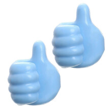 (Blue 2pcs) 2pcs Creative Thumb Wall Hook, Multifunction Self-Adhesive Cable Organizer Clips, Cute Thumb Holder for Desk Wall Key