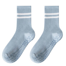 (One pair, Light Blue) Home Pilates Socks with Grippers, Womens Non-Slip Yoga Ankle Socks for Dance Gym Barre Sticky Slipper Socks