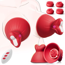 Nipple Toys Vibrator for Women, 5 in 1 Nipple Stimulator Toy with 10 Kneading Rotating Modes 4 Brush Heads Massager, Vibrating Nipple Clamps BDSM
