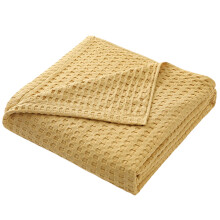 Soft Waffles Knits Throw Blanket 150x200cm,Cooling-Yellow