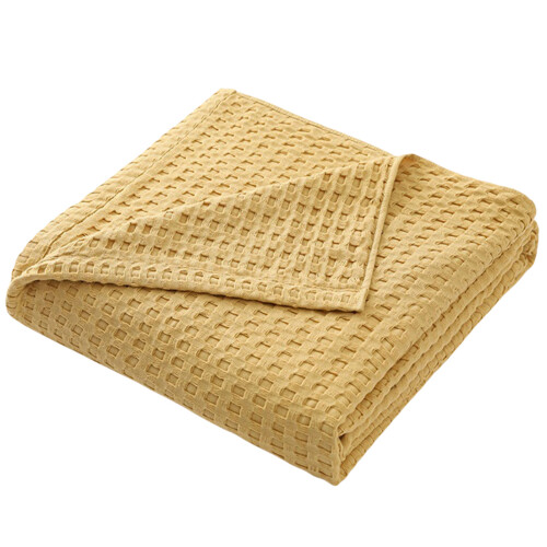 Soft Waffles Knits Throw Blanket 150x200cm,Cooling-Yellow