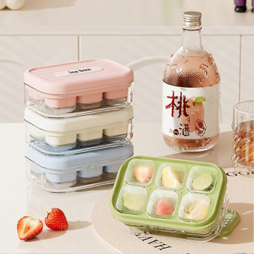 (Blue) Easy Release Press Ice Maker Box with Cover for Home Drinks Space-Saving Stackable Household Food-Grade Ice Tray for Kitchen Convenience 1