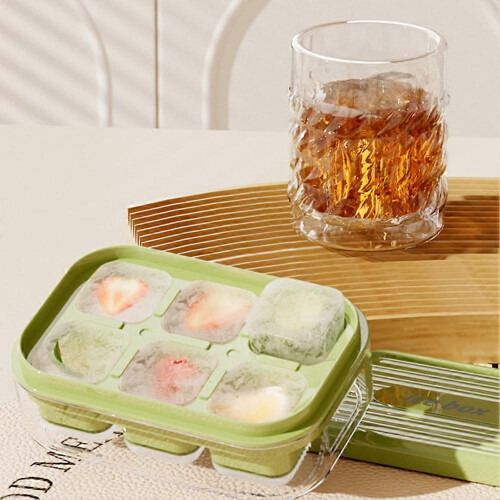 (Blue) Easy Release Press Ice Maker Box with Cover for Home Drinks Space-Saving Stackable Household Food-Grade Ice Tray for Kitchen Convenience 2