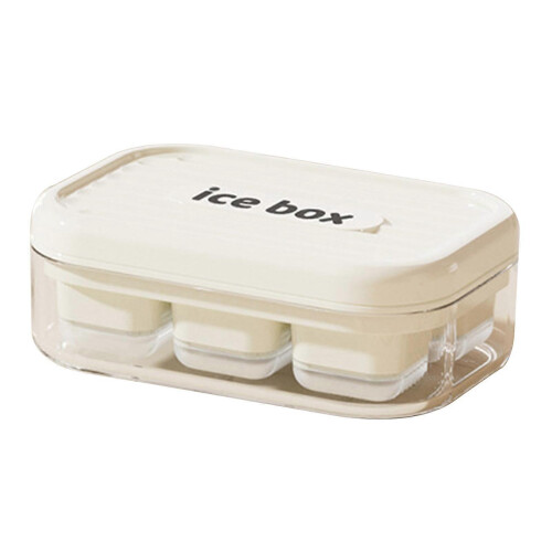 (White) Easy Release Press Ice Maker Box with Cover for Home Drinks Space-Saving Stackable Household Food-Grade Ice Tray for Kitchen Convenience