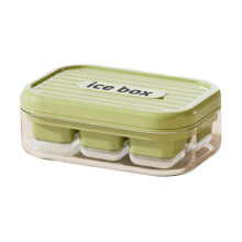 (Green) Easy Release Press Ice Maker Box with Cover for Home Drinks Space-Saving Stackable Household Food-Grade Ice Tray for Kitchen Convenience
