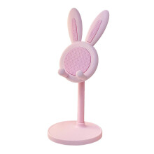 (Pink) Cute Bunny Phone Stand, Angle Height Adjustable Phone Stand, Kawaii Phone Holder Bunny Gift for Women Girls