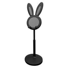 (Black) Cute Bunny Phone Stand, Angle Height Adjustable Phone Stand, Kawaii Phone Holder Bunny Gift for Women Girls