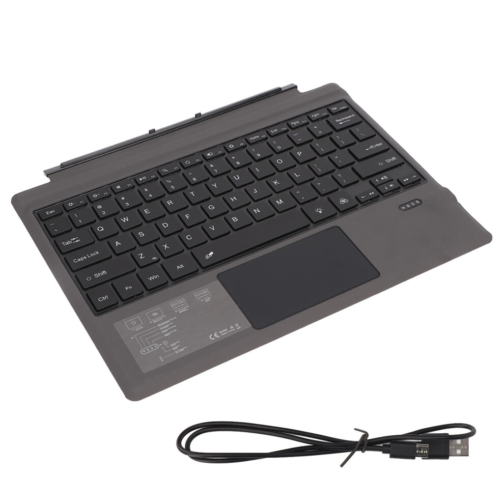 Rechargeable Battery Powered Bluetooth Keyboard For Microsoft Surface Pro 5 Magnetic Detachment Ergonomic Design 7 Color Led Backlight Touchpad Media 9138057377842