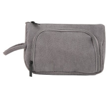 Nécessaire de veludo cotelê para maquiagem, organizador de viagem para artigos de higiene pessoal com fecho de zíper, grande capacidade para
