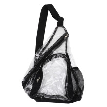 Borsa a tracolla in PVC trasparente, 40,5 cm, nero, zaino da viaggio