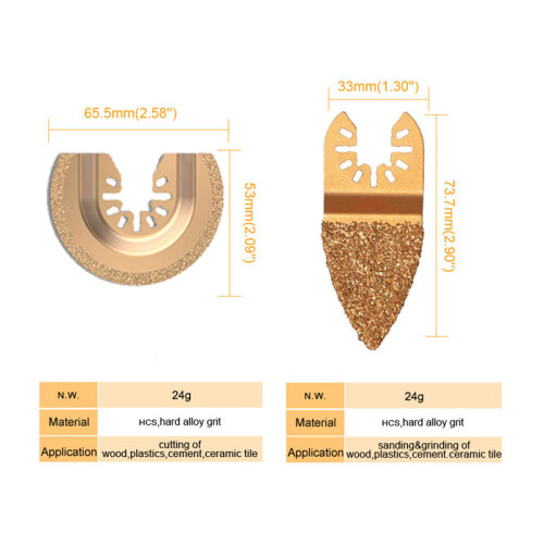 Oscillating Tool Blades, Semi Circle Triangular For Versatile Wide Applications, Long-lasting Durability With Multi Tool Blades Carbide, Grout Mortar 1