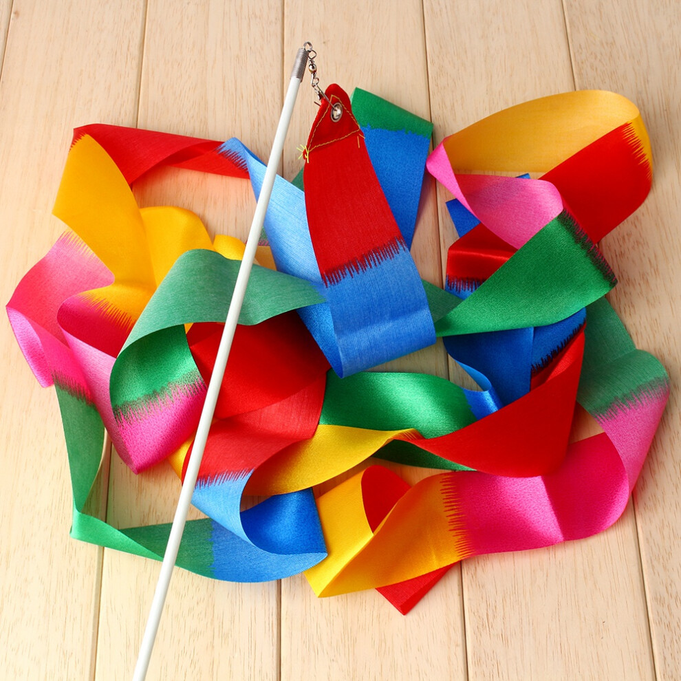 Rhythmic Dance Ribbons Rainbow Streamers Gymnastics Training Ribbon Baton Twirling Kids Artistic Dancing Lightweight Smooth Silk Ribbons For Circus Sk