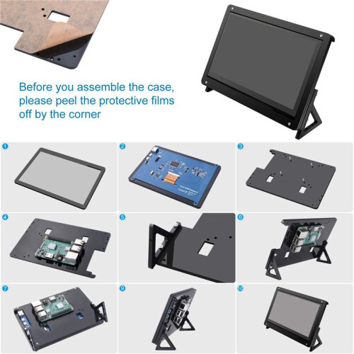 5pcs 7 Inch Lcd Acrylic Bracket Case Contact Screen Case Holder Bracket for Raspberry Pi 3 Model B+ 2