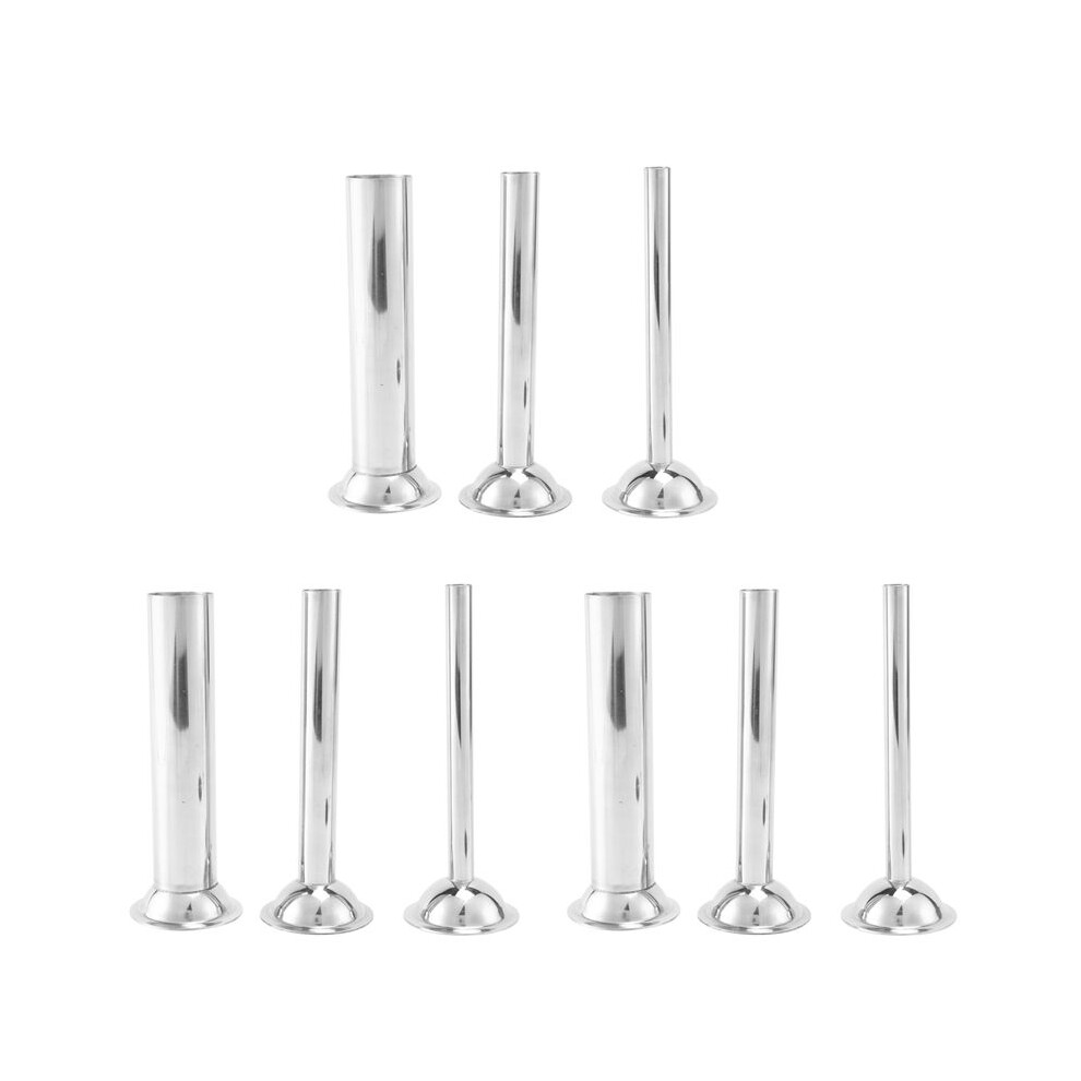 9Pcs Stainless Steel Sausage Stuffer Filling Tubes Funnels Nozzles Spare Parts Filler Tube, Base Diameter:58mm 4713633474280