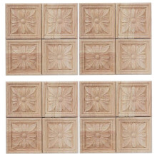 16 Stuks Houtsnijwerk Applicatie Onlay Snijwerk Geruit Ongeverfd Bloemenpatroon Decal voor Kastdeur Meubeldecoratie