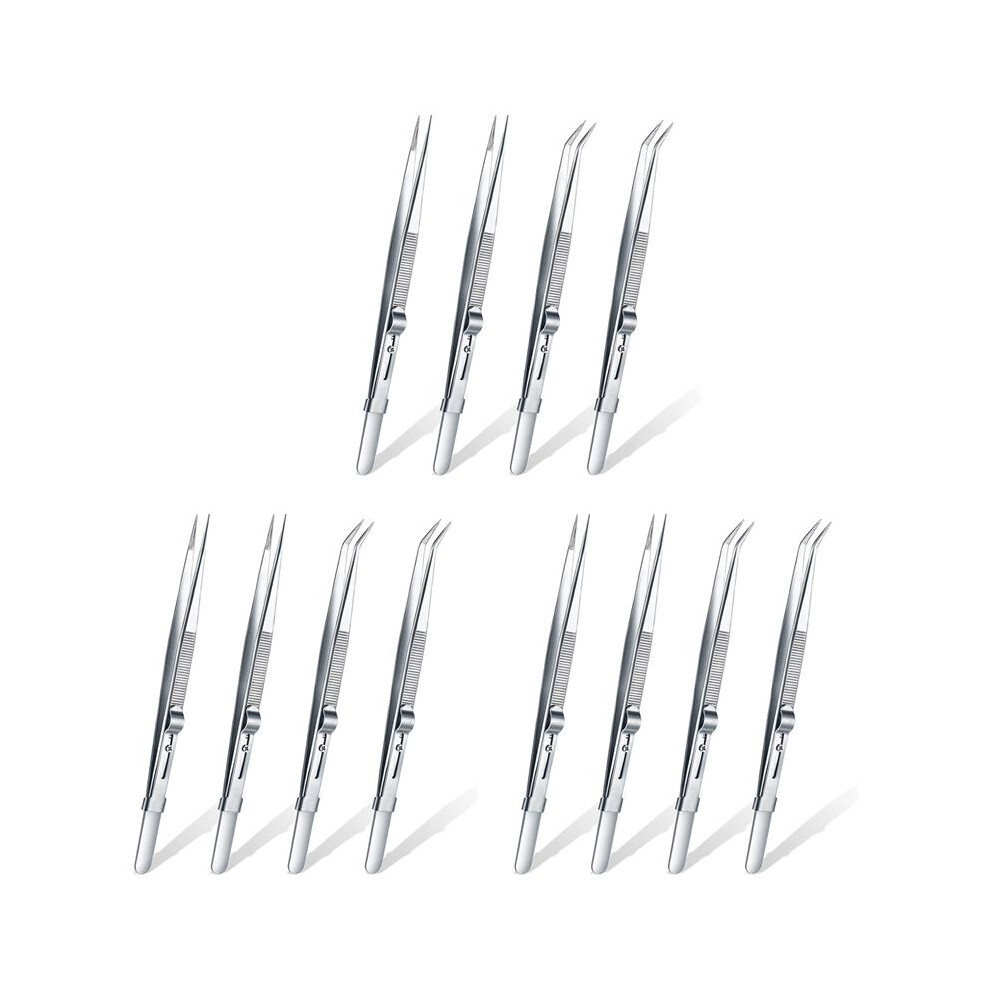 12 Pieces Precision Soldering Tweezer ESD Anti-Static Industrial Electronic Tweezers Tool Set for Jewelry Makeing