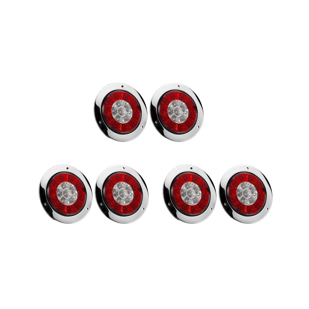 6Pcs 4 Inch Round Truck Trailer Led Tail Stop Brake Lights And Parking Turn Signal Lights Red/Amber 4712494469831