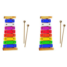 2X Xylophone en Bois pour Enfants, Barre de Métal Colorée à 8 Notes/Clés, Instrument de Musique pour Filles et Garçons, Cadeau pour Enfants