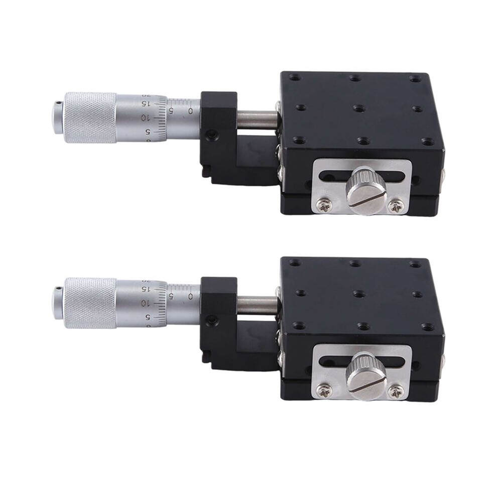 2X X Axis 40X40mm Knob Micrometer Sliding Stage Guide Rail Type Platform Manual Displacement Sliding Table(Lgx40-C) Light 6031272561283