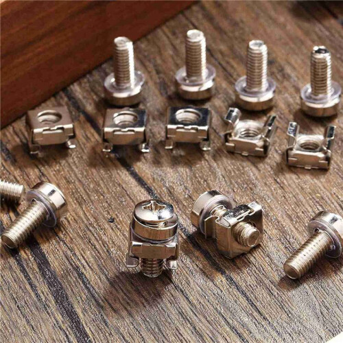 100 Sets M6 Rack Screws Set 20mm Screws and Cage Nuts Rack Mount Screws and Square Insert Nuts Server 2
