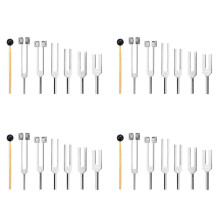 24Pcs 128Hz 256Hz 512Hz 1024Hz 2048Hz 4096Hz Tuning Fork with Hammer for Tuning Fork Kit Healing Sound Vibration Tool