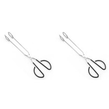 2X Roestvrijstalen Keukentang Extra Lange Schaartang met Comfortabele Handgreep voor Barbecuegrillen